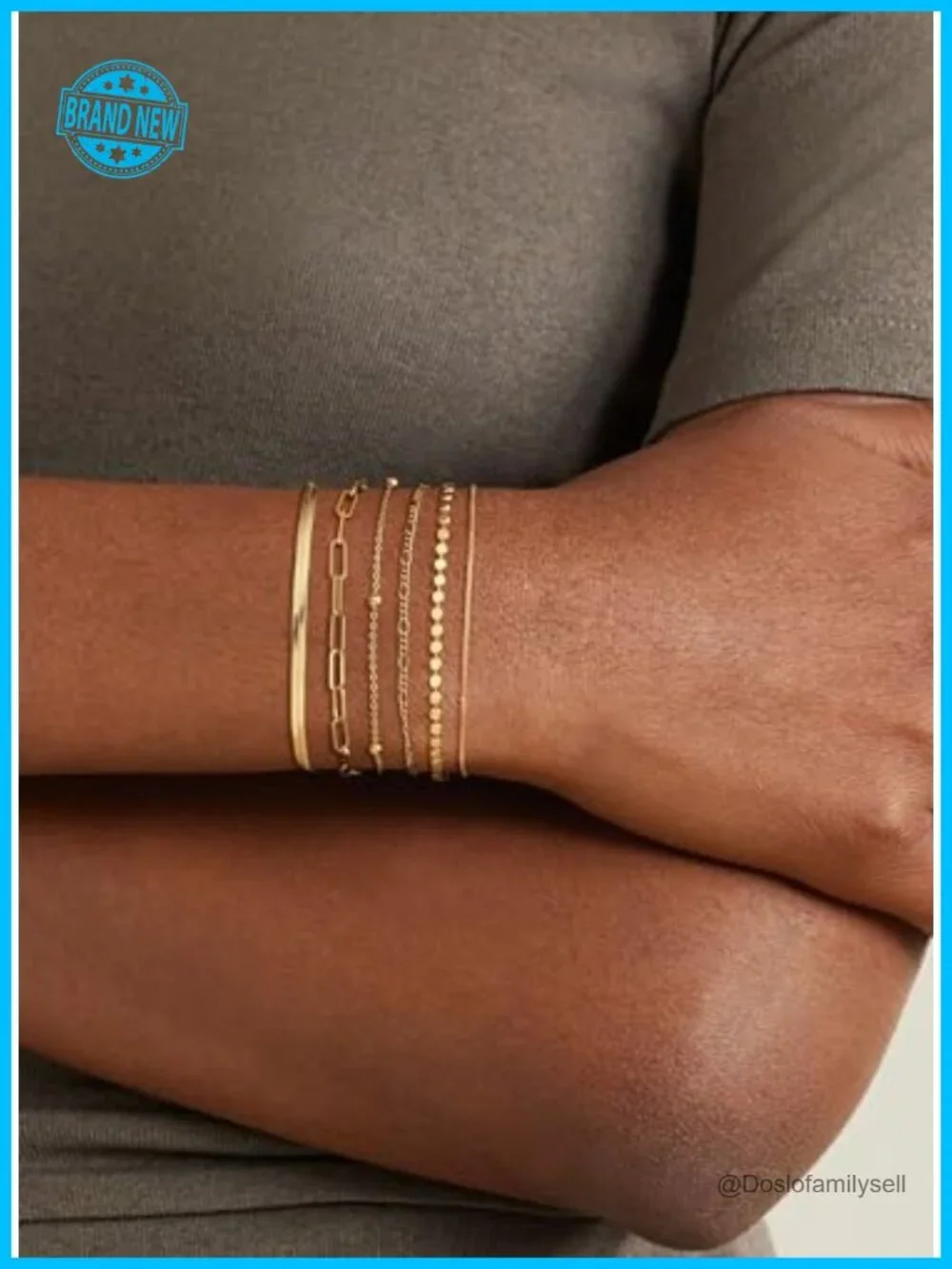 6PCS Gold Plated Bracelets Set for Women Dainty Stackable Layered Bracelets Set