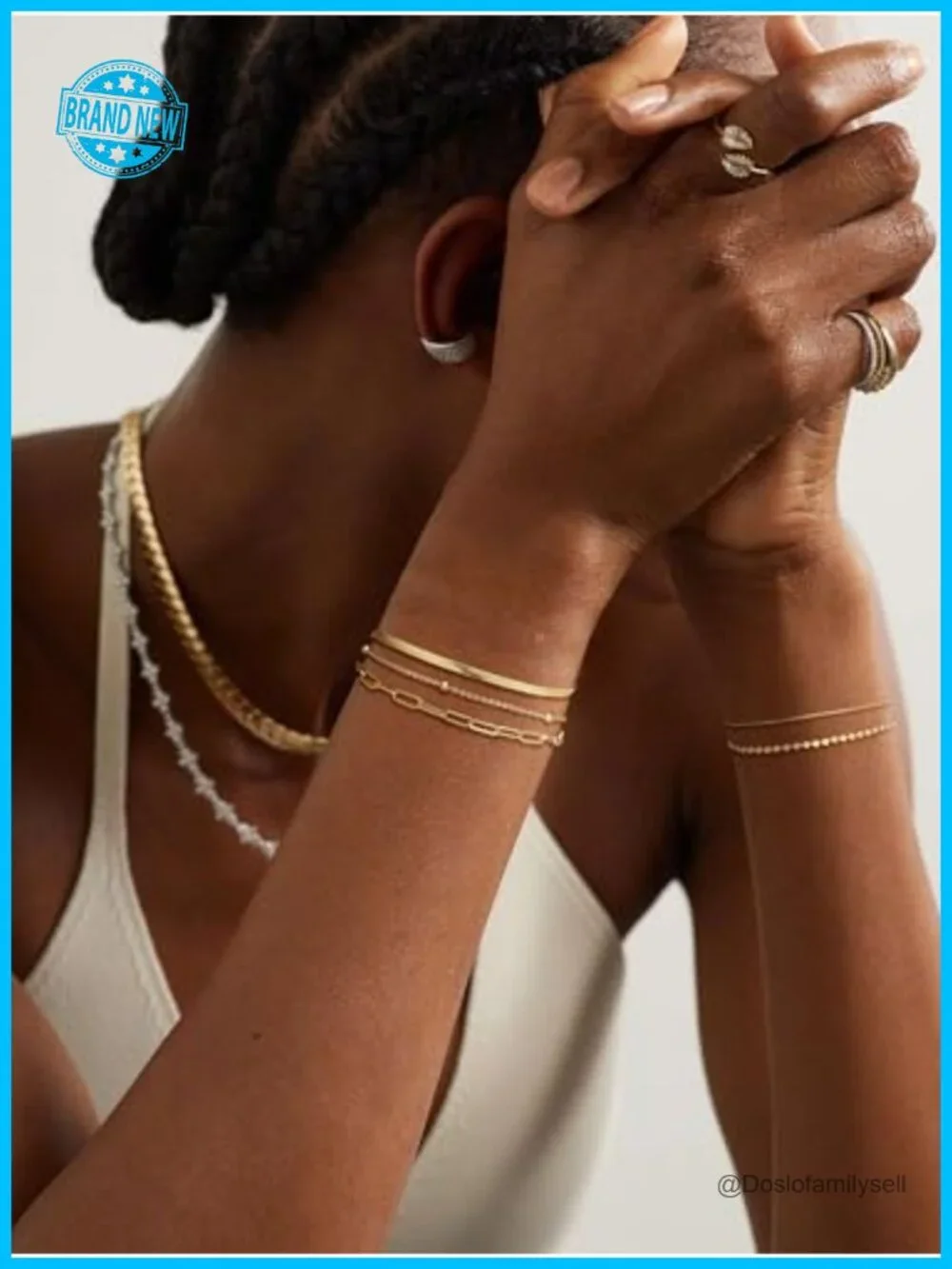 6PCS Gold Plated Bracelets Set for Women Dainty Stackable Layered Bracelets Set