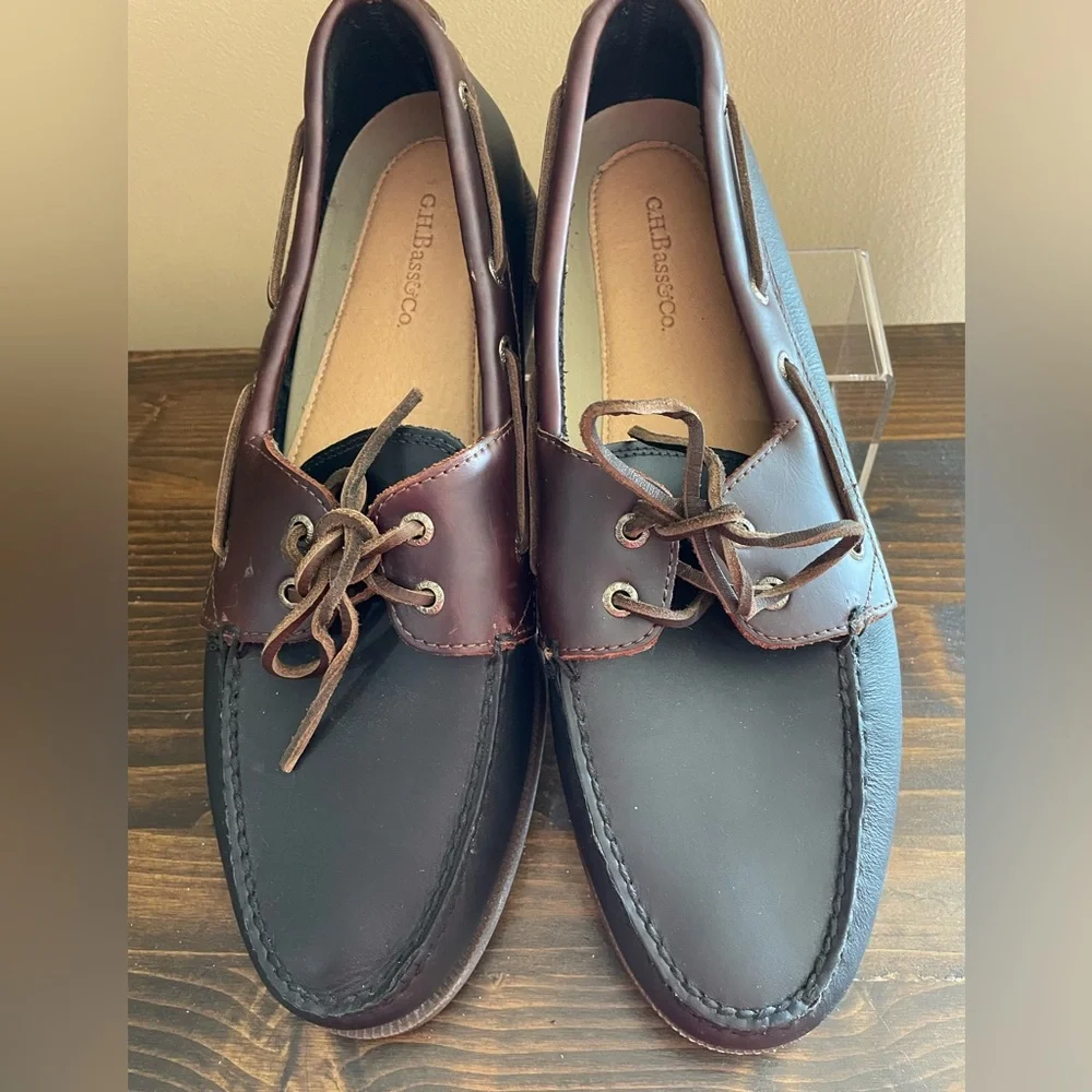 G.H. Bass & Co. Black and Brown Hampton Core Boat Shoes Men’s Size 13M