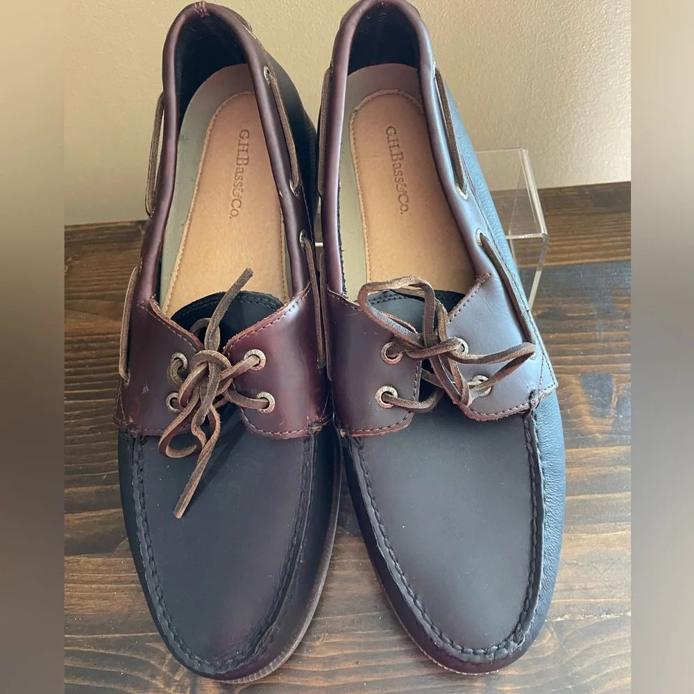 G.H. Bass & Co. Black and Brown Hampton Core Boat Shoes Men’s Size 13M