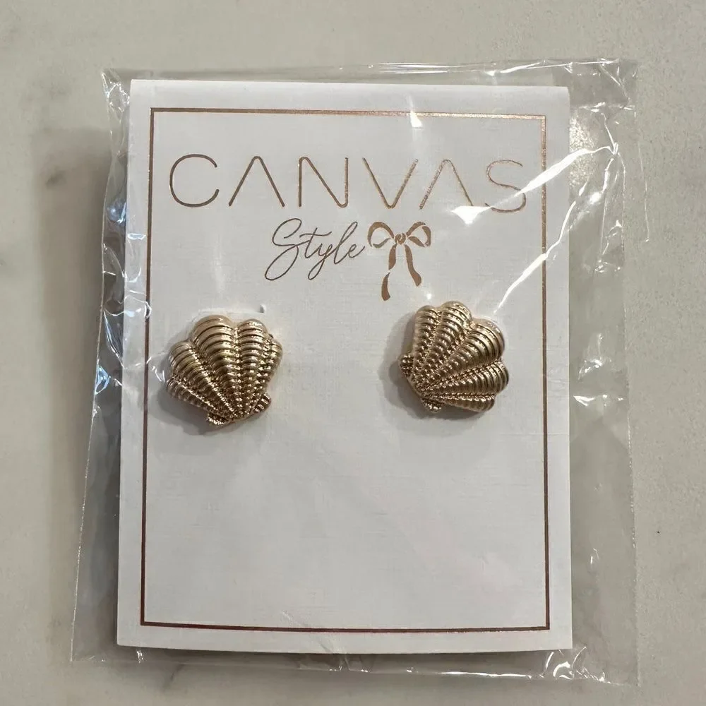Canvas style seashell earrings