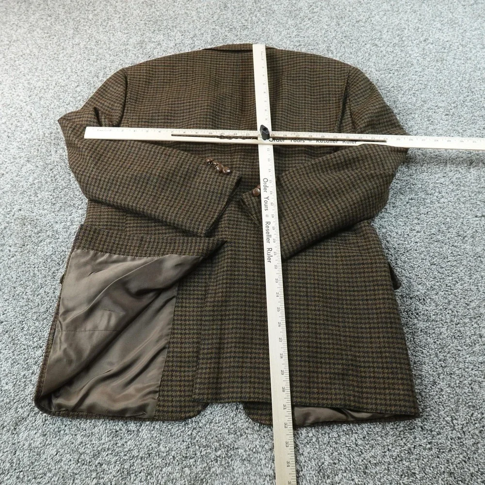 VTG Hart Schaffner Marx Blazer Mens 43L Brown Wool Tweed Sport Coat Jacket USA