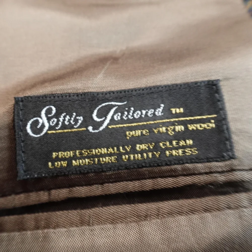 VTG Hart Schaffner Marx Blazer Mens 43L Brown Wool Tweed Sport Coat Jacket USA