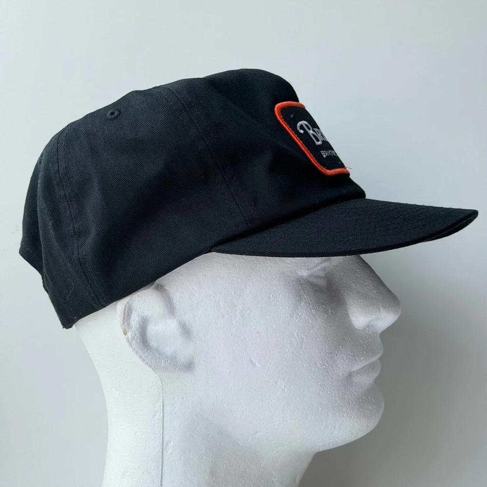 Brixton Manufacturing Co Trucker Snapback Hat Black Patch Logo Cap Retro Skater