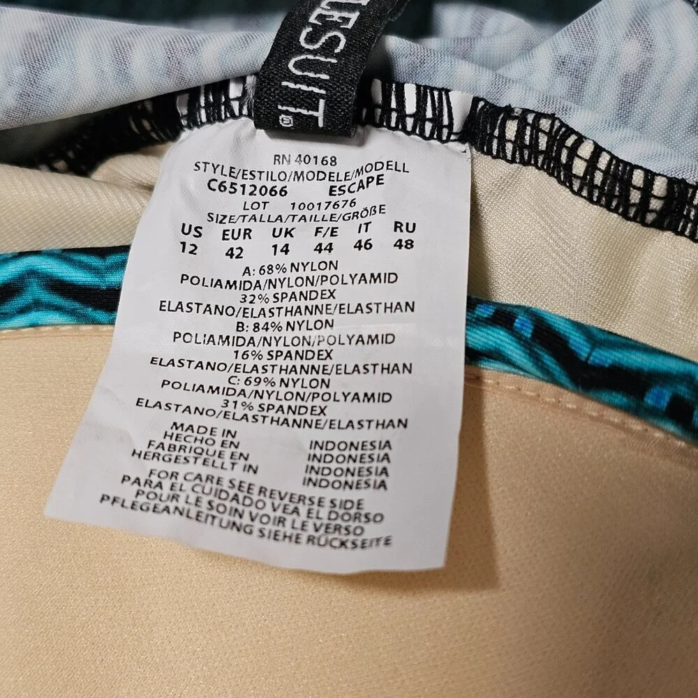 Miraclesuit Casbah Escape tummy Control Underwire One Piece Swimsuit Size 12