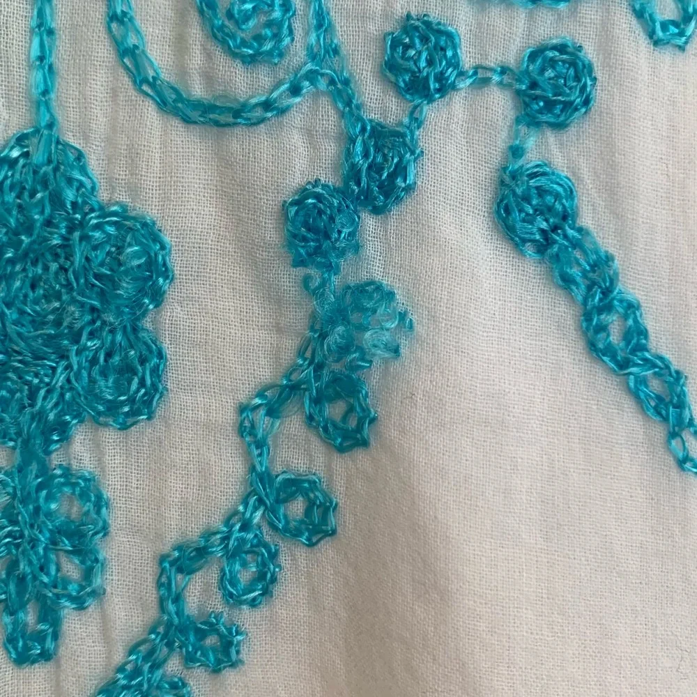 SOL India Gauze Turquoise Embroidery Coverup Tunic Large
