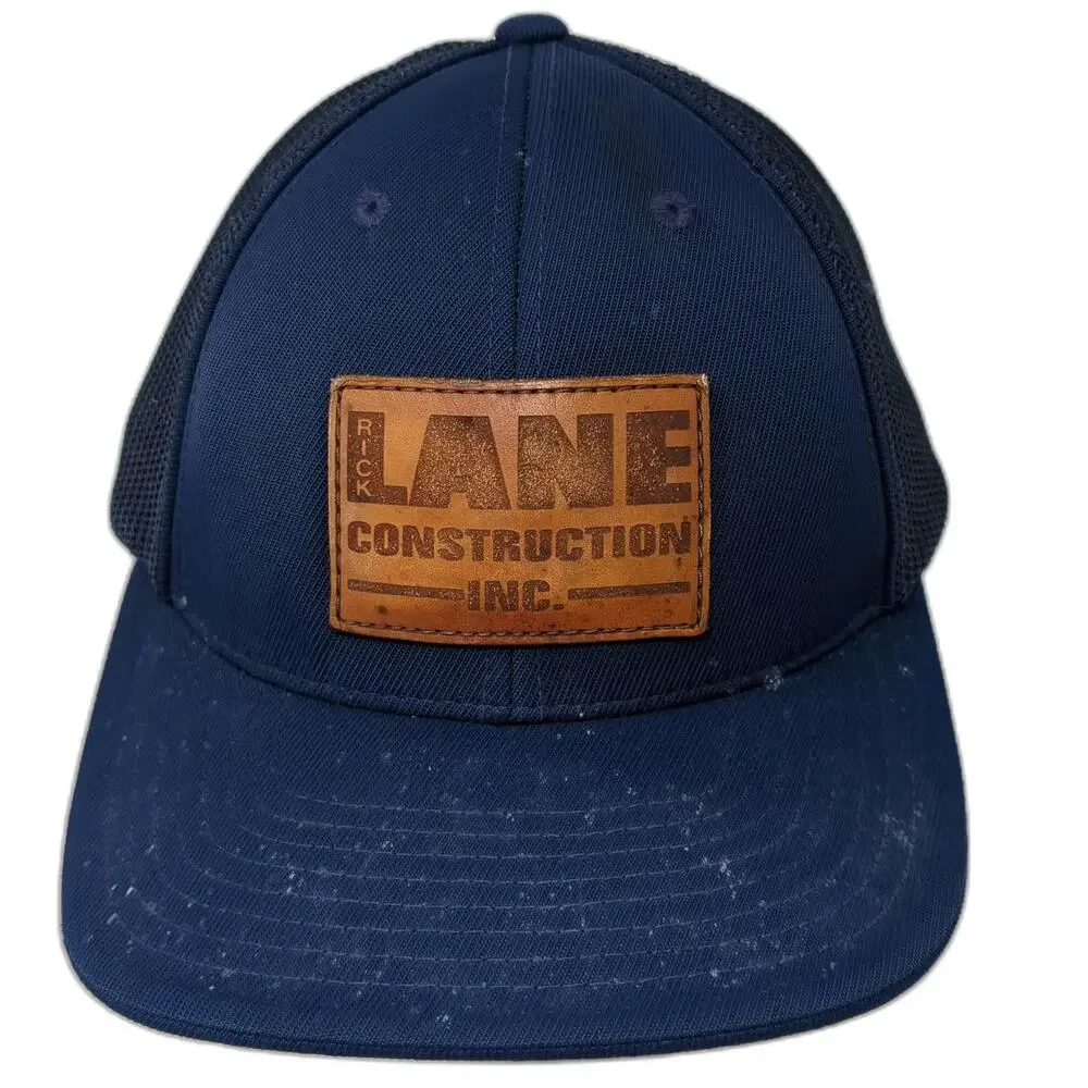 Pacific Headwear Baseball Cap Blue Brown Size 8 Rick Lane Construction Mesh Hat