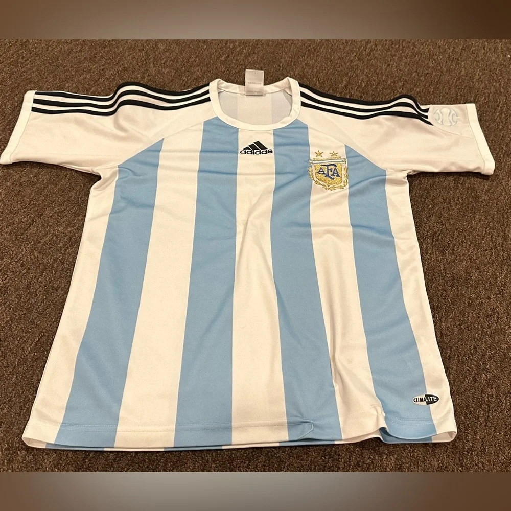 EUC Men’s S Adidas Climalite AFA Jersey blue short sleeve tee shirt soccer top