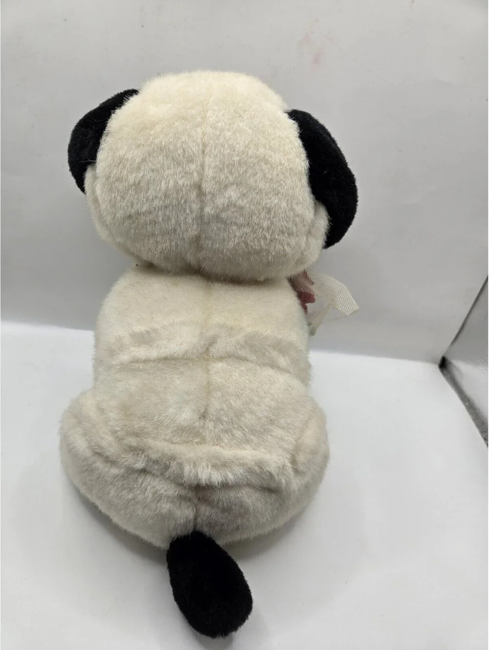 Walmart stores 9” white black Red Rose Puppy Dog Eyes Plush Stuffed Animal Toy