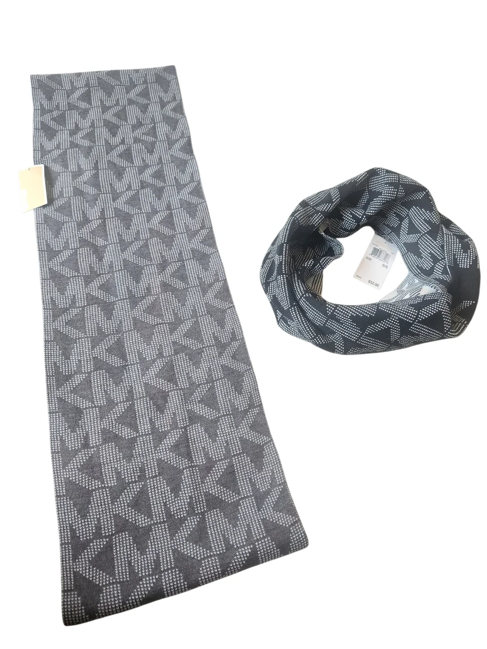 Set Of 2 Michael Kors Reversible Monogram Scarfs