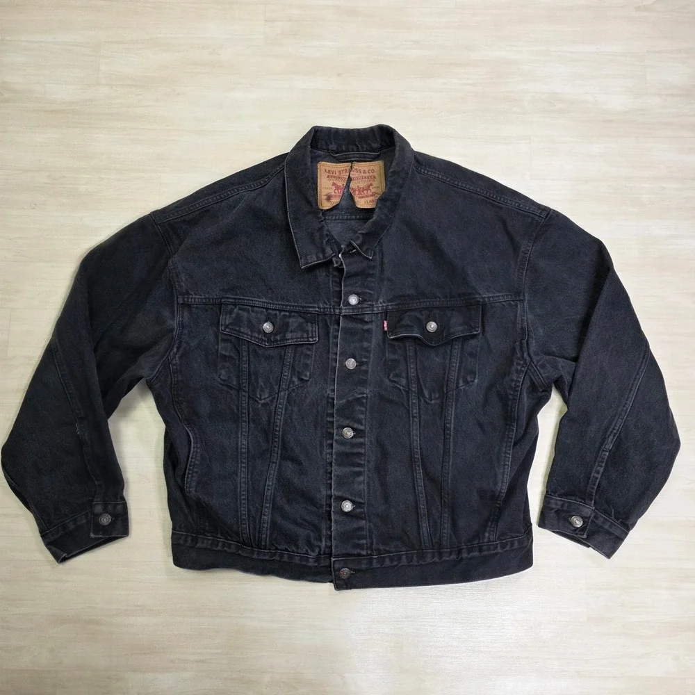 Vintage Levi's 70598-4159 Black Type 3 Denim Jean Jacket Big Patch Size XL Read‎