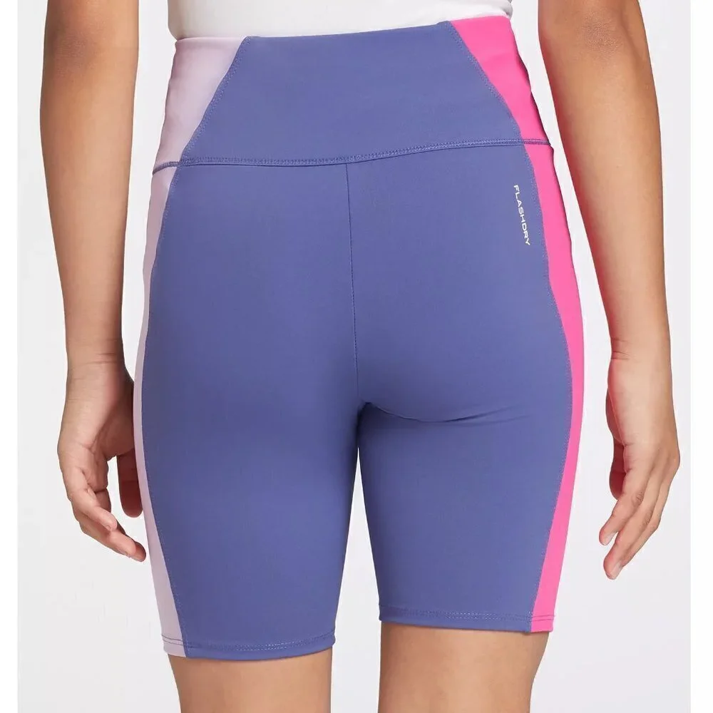 NWT The North Face Girl's Never Stop Purple Colorblock Bike Shorts