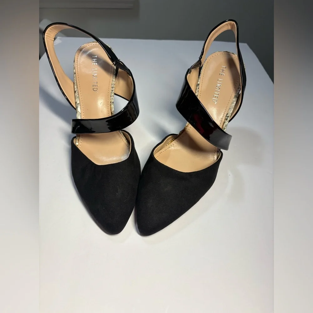The Limited Black and Snakeskin Slip On Heels‎