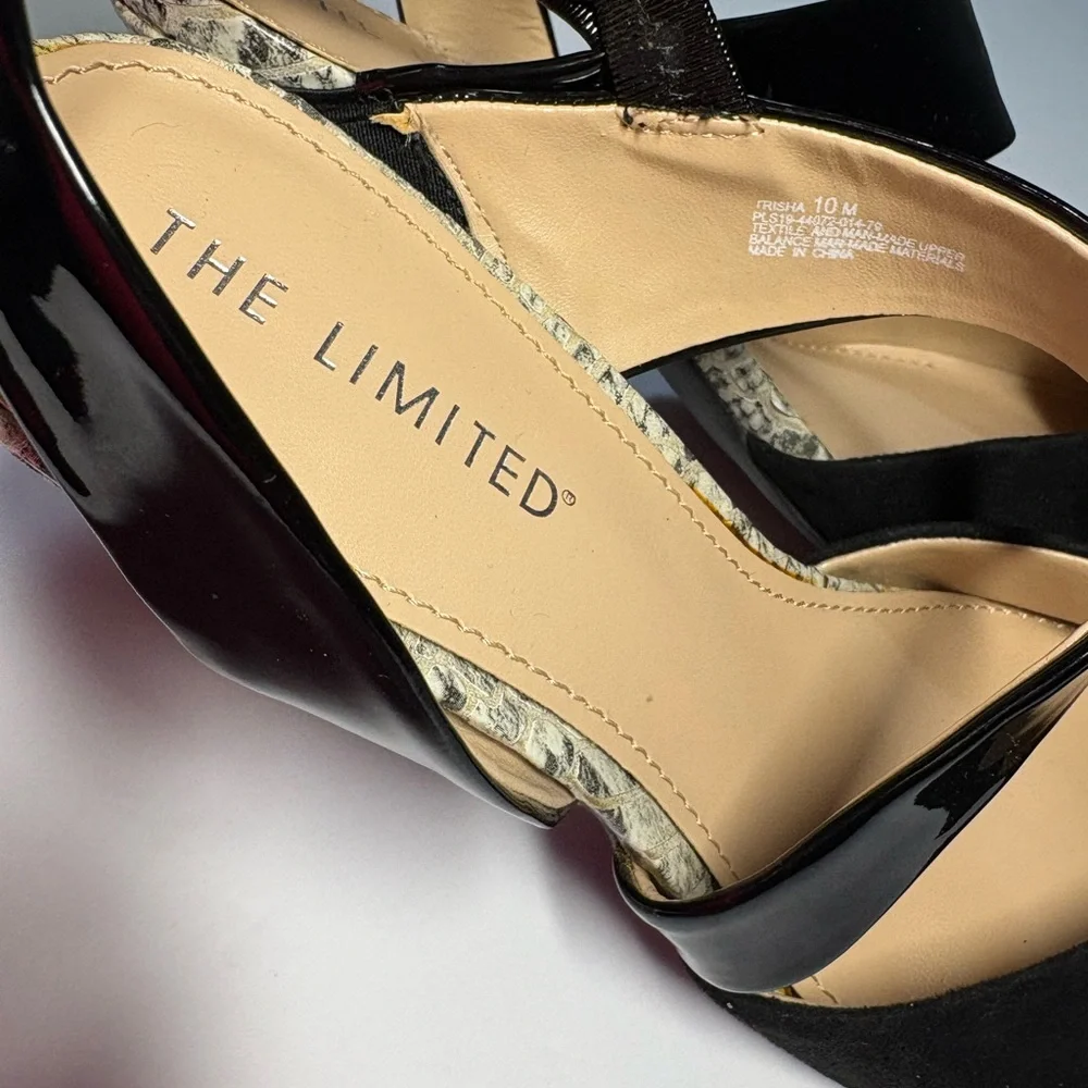 The Limited Black and Snakeskin Slip On Heels‎