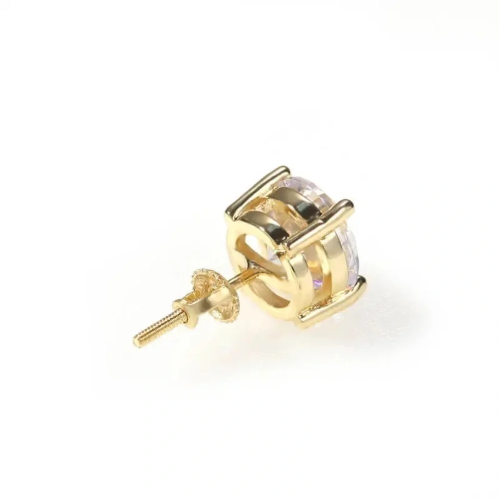 8MM Round Zircon Diamond 925 Silver Ear Stud