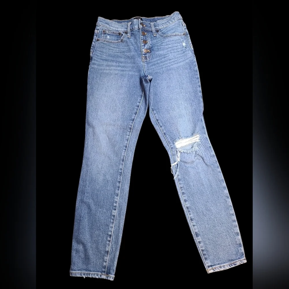 J. Crew Light Distressed Button Fly High Rise Skinny Jeans Size 26