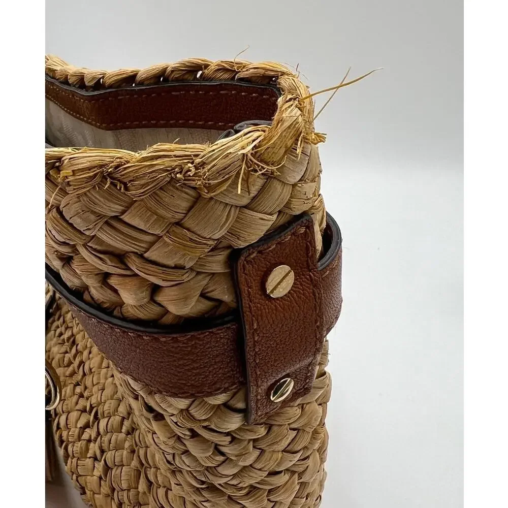 Michael Kors Hamilton Corn Husk Straw Tote Large Handbag