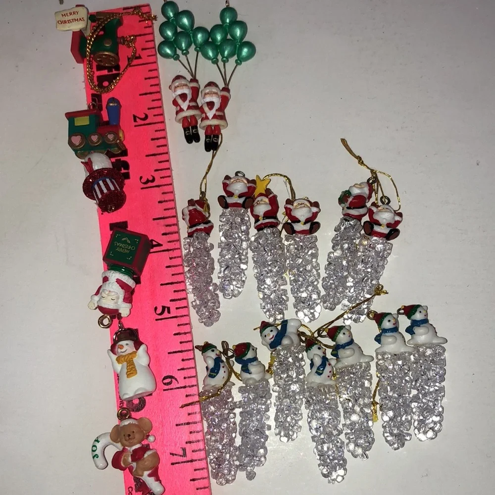 Icicle Ornaments with Santa TINY ICICLE ORNAMENTS miniature ornaments Ice