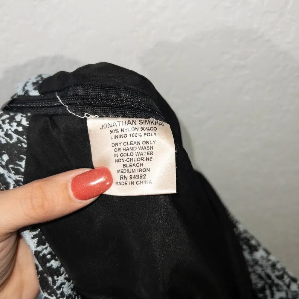 Jonathan‎ Simkhai Blue & Black Patterned Thick Pleated Skirt Size 2