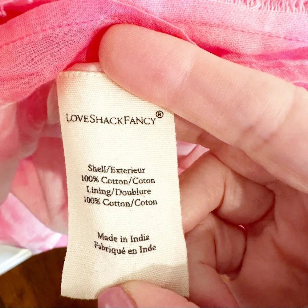 LoveShackFancy Landen Women’s Pink‎ Tie Dye Tiered Ruffle Mini Skirt Cotton Y2K