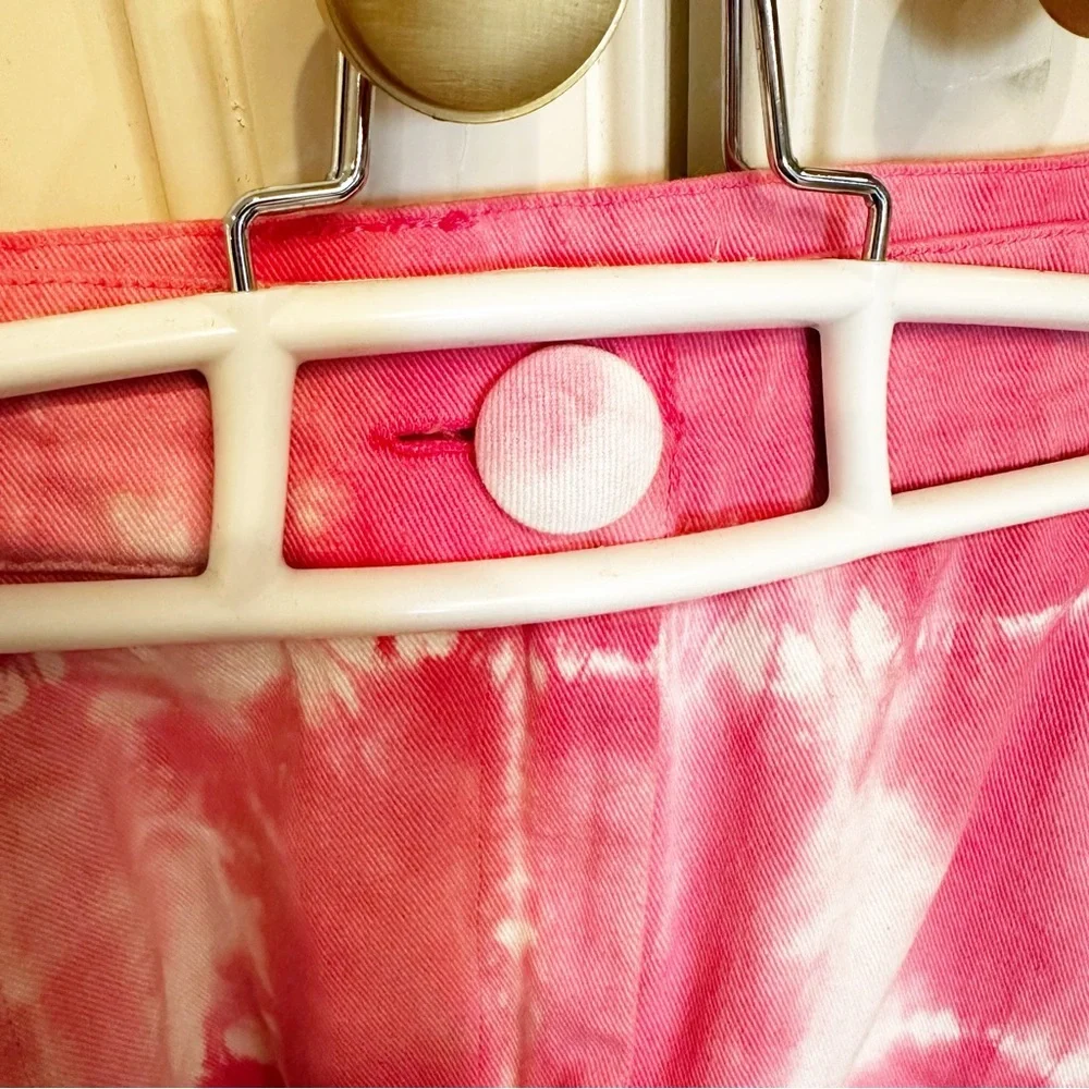 LoveShackFancy Landen Women’s Pink‎ Tie Dye Tiered Ruffle Mini Skirt Cotton Y2K