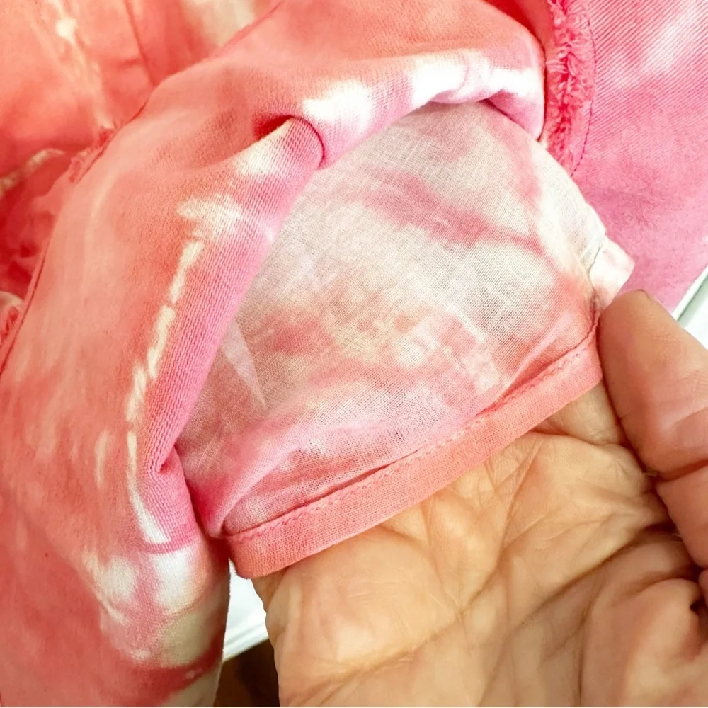 LoveShackFancy Landen Women’s Pink‎ Tie Dye Tiered Ruffle Mini Skirt Cotton Y2K