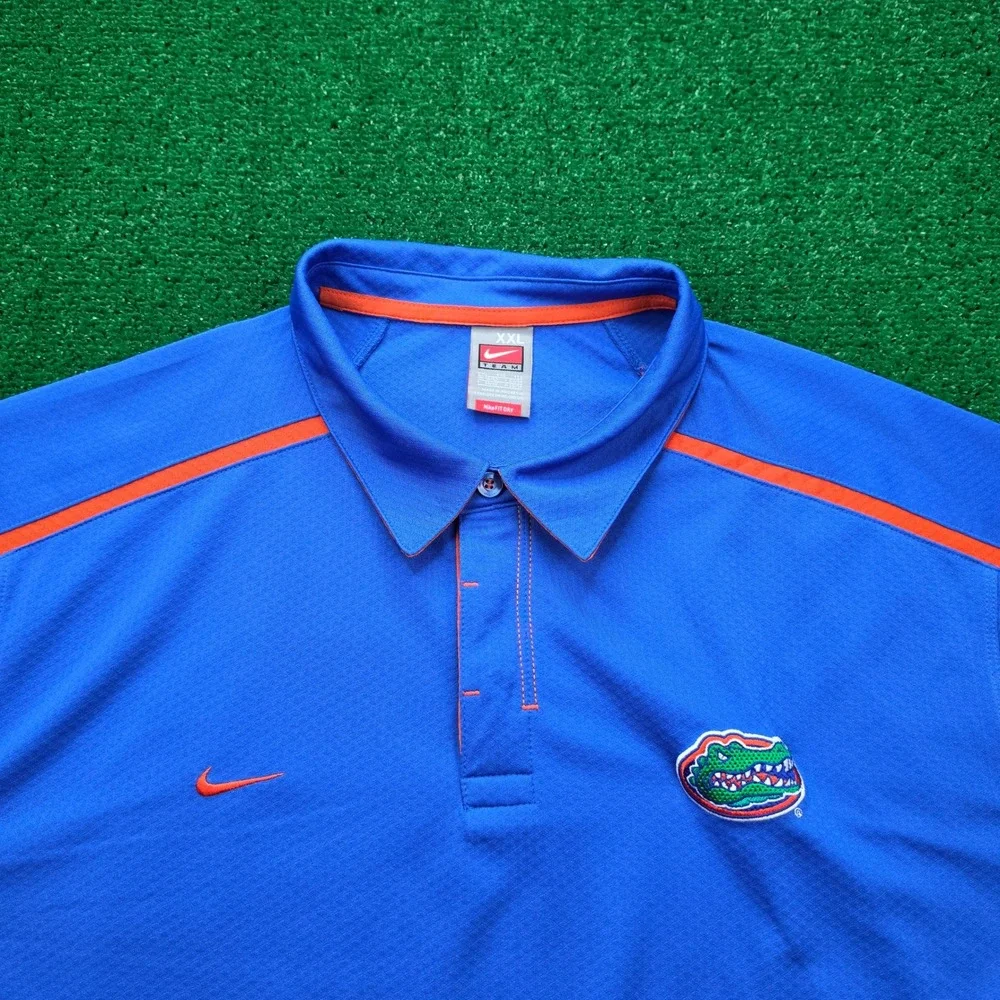Florida Gators Nike Team Mens Polo Shirt Mens 2XL Blue Fit Dry Football‎ NCAA