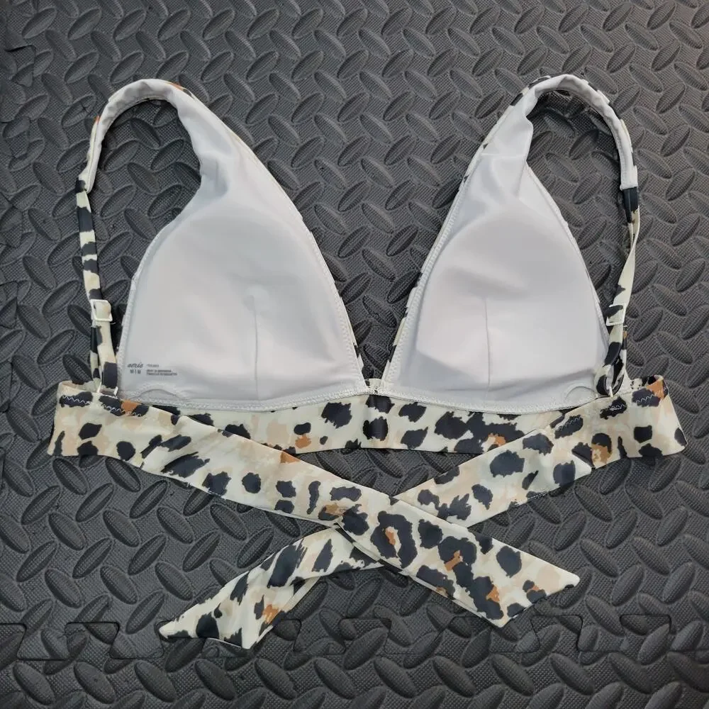 Aerie Bikini Top Medium Leopard Print Triangle Animal Print Swim Beach Vacation