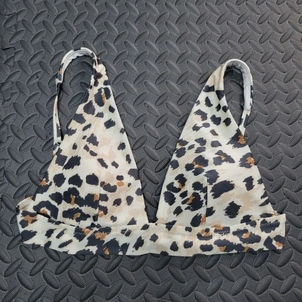 Aerie Bikini Top Medium Leopard Print Triangle Animal Print Swim Beach Vacation