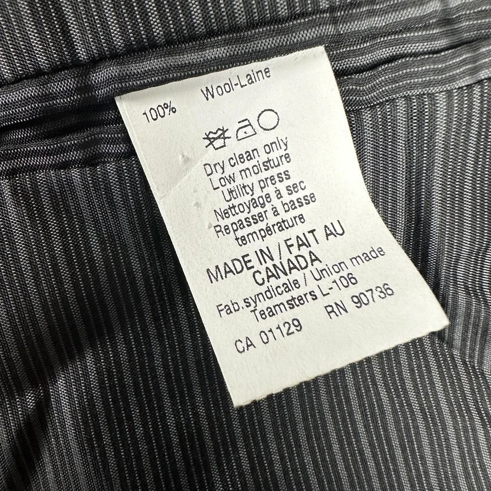 Calvin Klein Suit Mens 50R Gray Herringbone Wool 2 Piece Slim Notch Lapel Canada