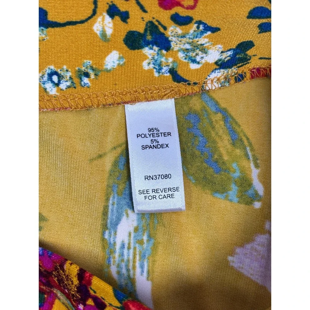 Cato C 1946 Women's Yellow Floral Print Jersey Knit Maxi Skirt Plus Size 14/16W