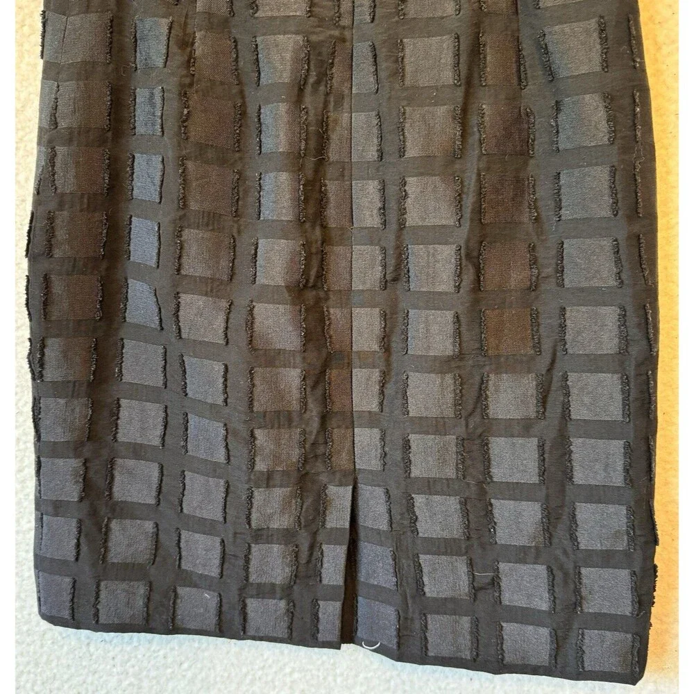 J Crew Black Windowpane Check Pencil Skirt‎ Size 0 Petite Career Business Lined