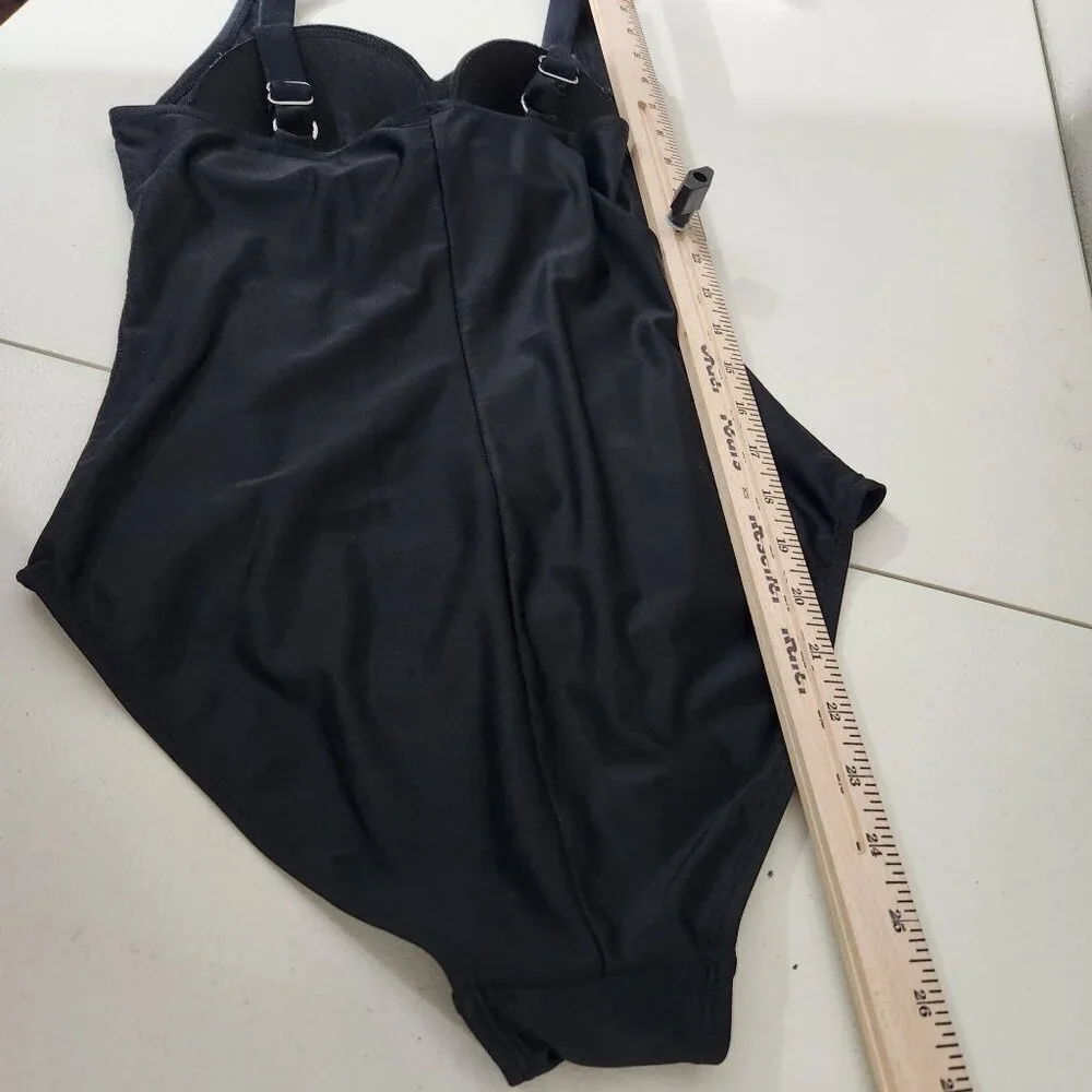 Firpearl Swimsuit Womens Size 8 One Piece Black Ruched