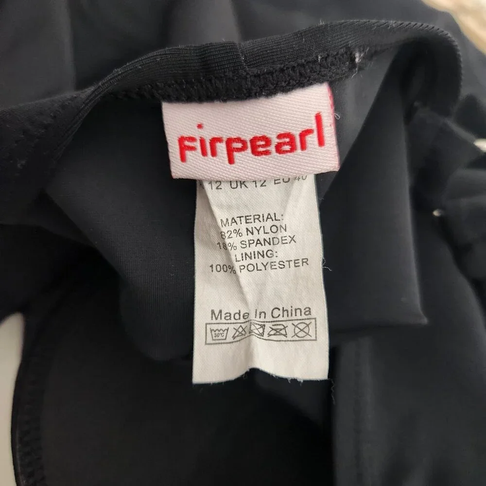 Firpearl Swimsuit Womens Size 8 One Piece Black Ruched