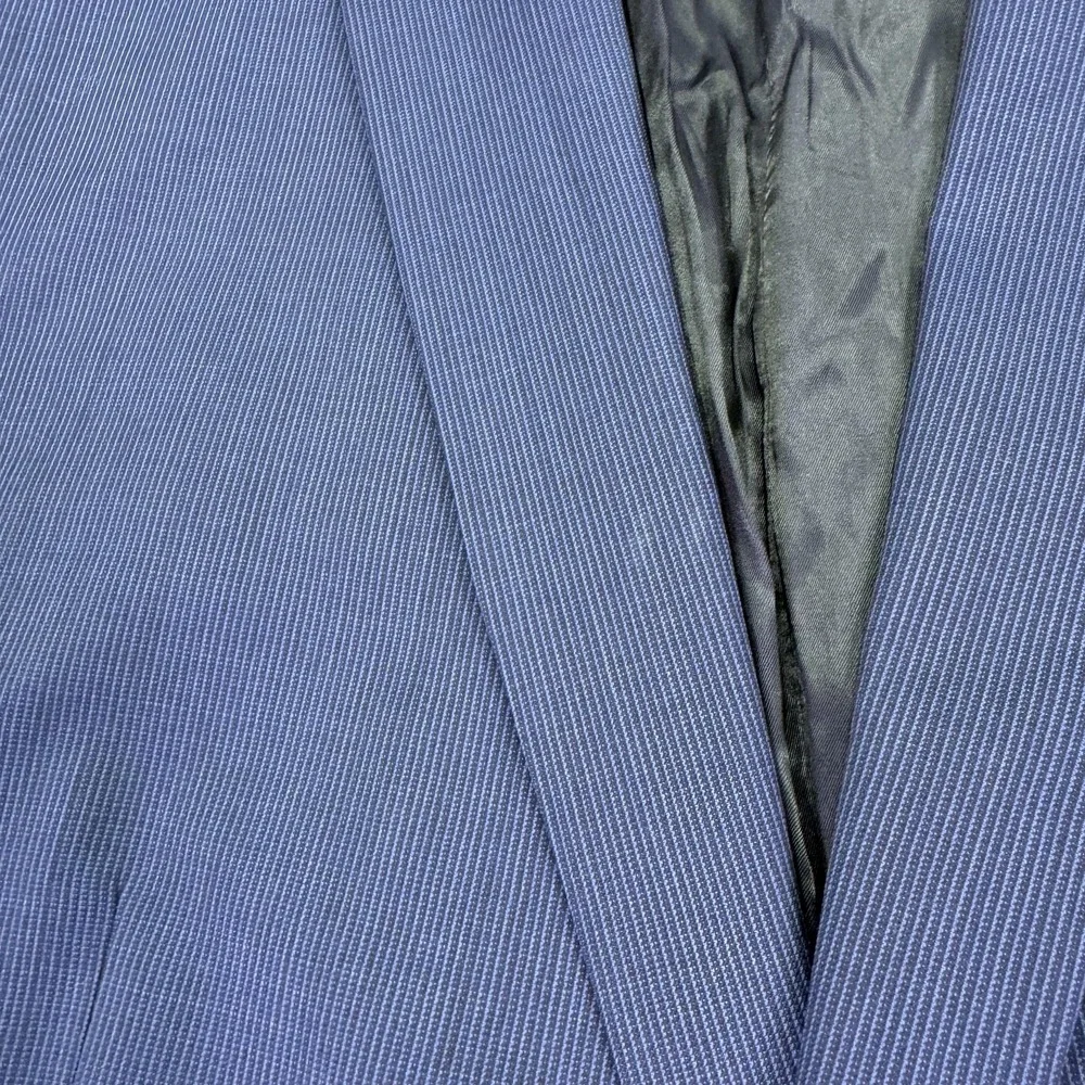 Calvin Klein Suit Jacket Mens 44 Blue Slim Fit Wool Striped Business Formal