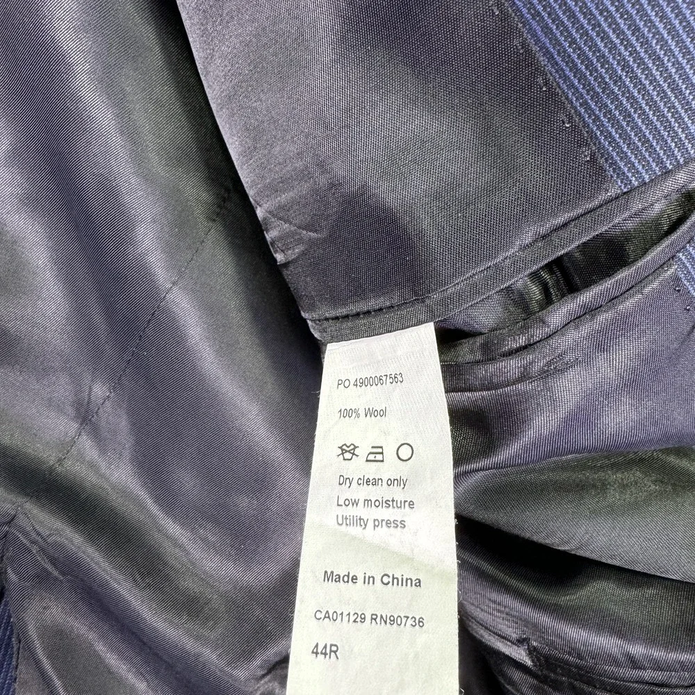 Calvin Klein Suit Jacket Mens 44 Blue Slim Fit Wool Striped Business Formal