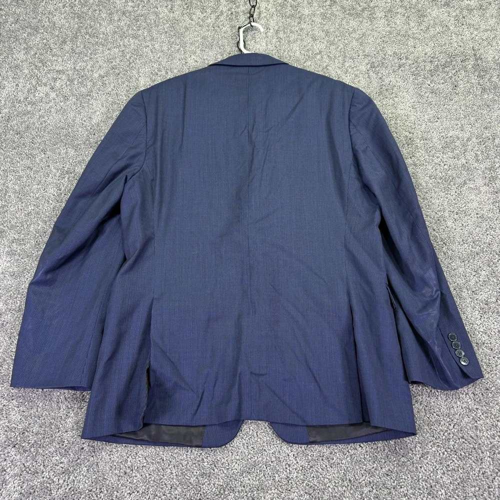 Calvin Klein Suit Jacket Mens 44 Blue Slim Fit Wool Striped Business Formal