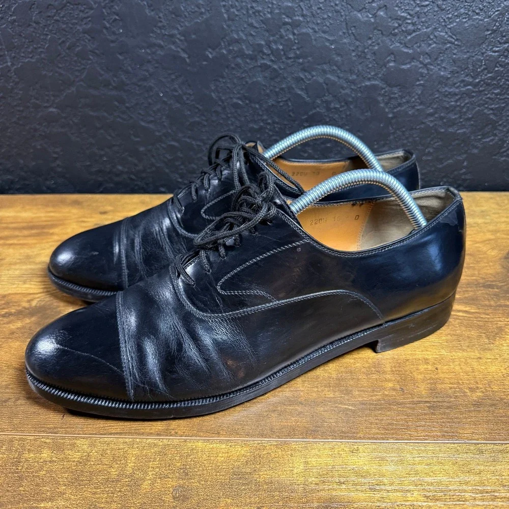 Johnston & Murphy Aristocraft 2200 Black Leather Cap Toe Oxford Mens 10 D