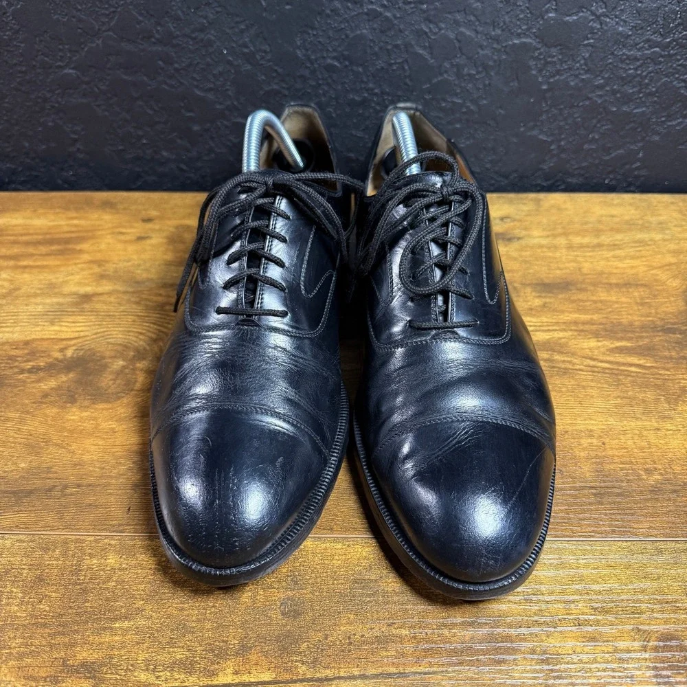 Johnston & Murphy Aristocraft 2200 Black Leather Cap Toe Oxford Mens 10 D