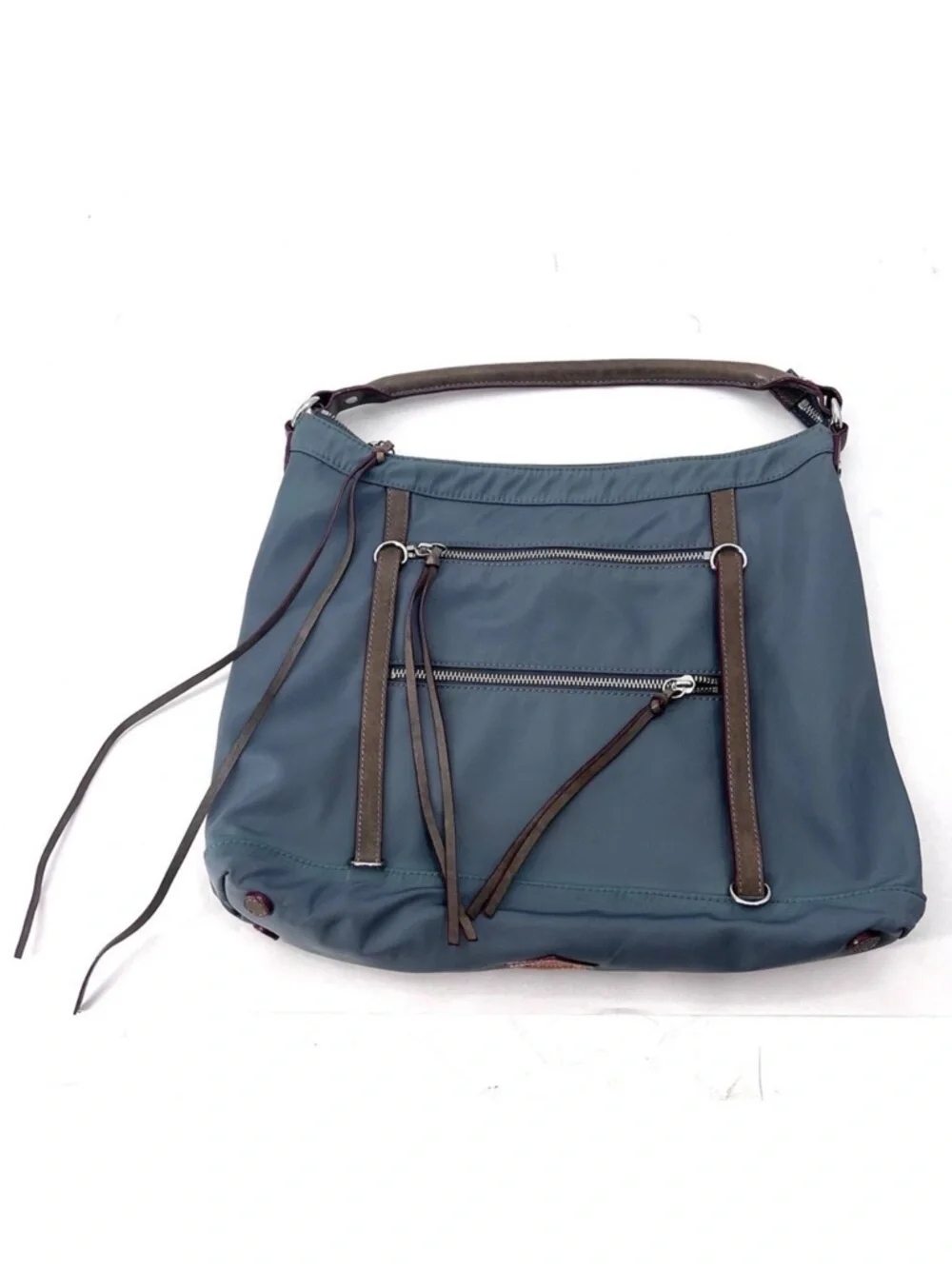 MZ Wallace Blue Nylon Strappy Hobo Shoulder Handbag Purse Womens