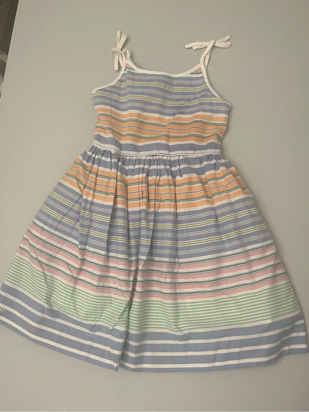 Girls' Pastel Multi-Stripe Tie-Shoulder Sundress