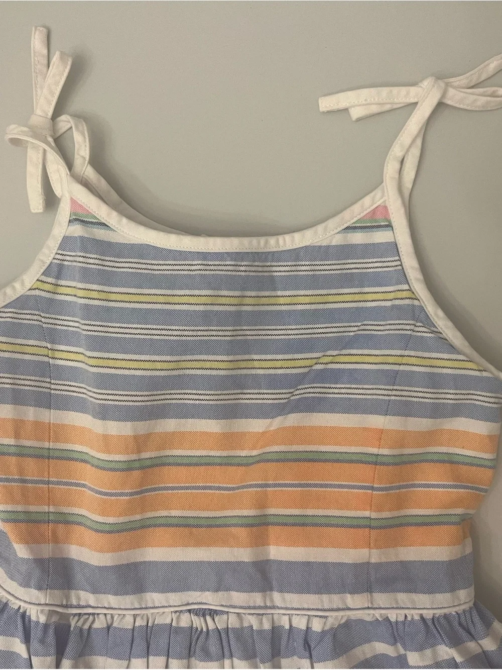 Girls' Pastel Multi-Stripe Tie-Shoulder Sundress