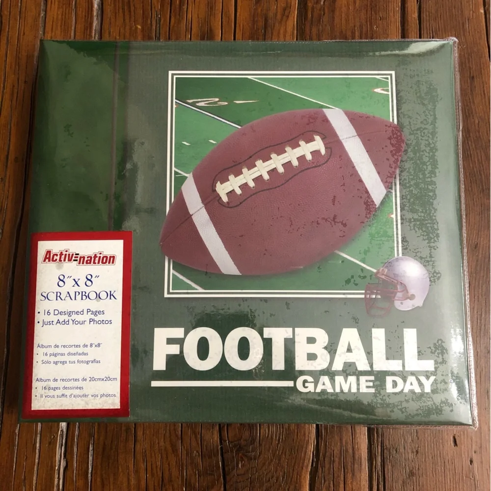 Football Themed Scrapbook 8” x 8” and Sticker Bundle
