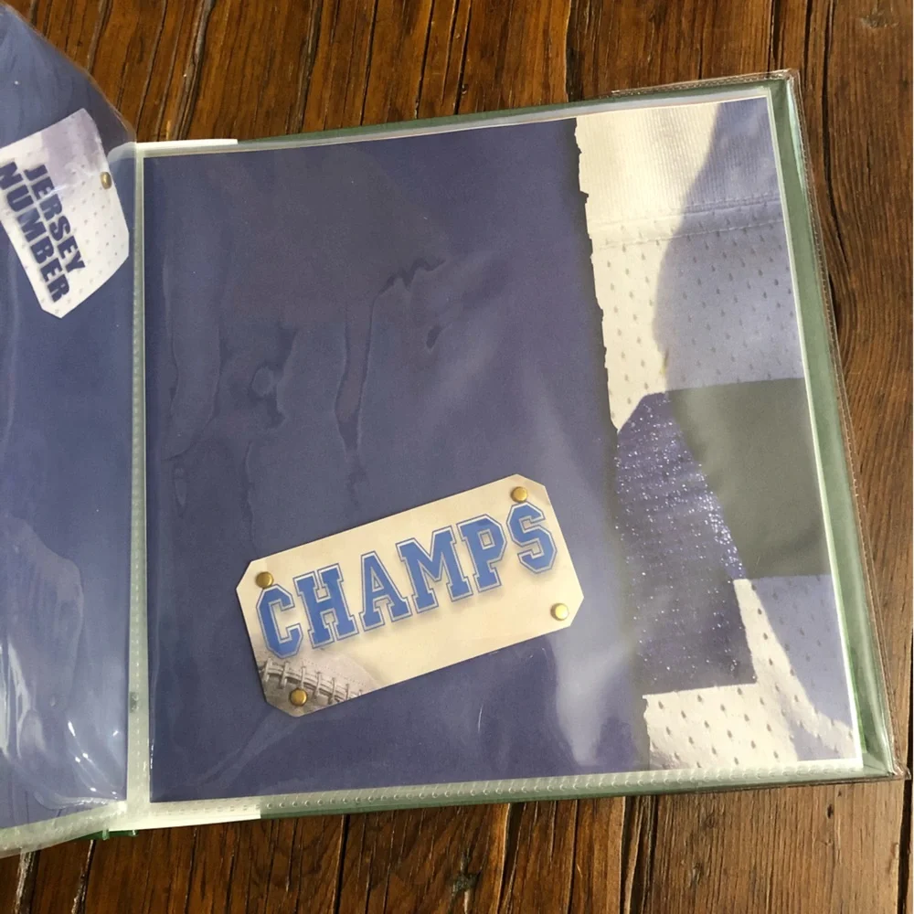 Football Themed Scrapbook 8” x 8” and Sticker Bundle