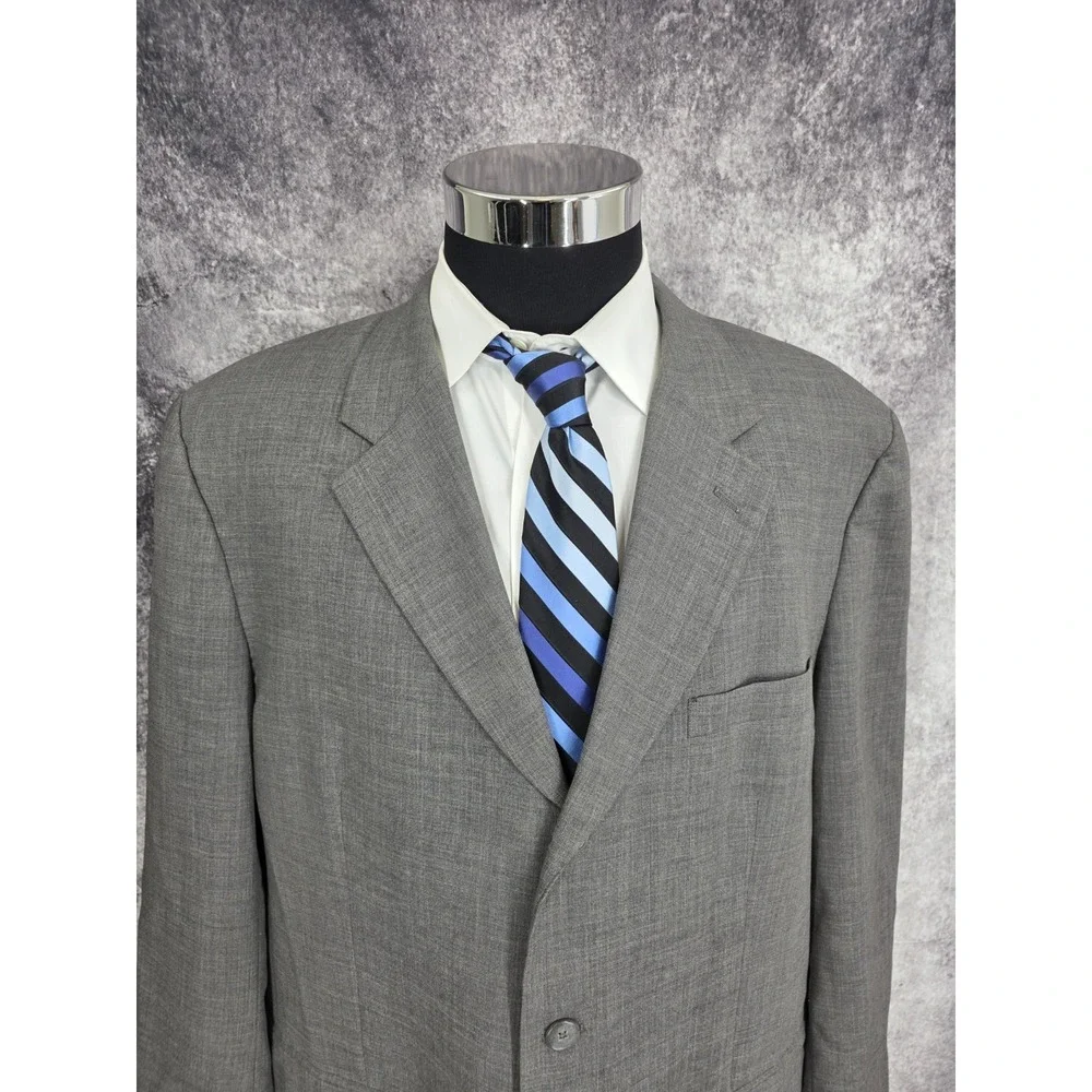 Alfani‎ Blazer Mens 44 Gray Sports Coat jacket 3 Button Notch Lapel Ventless