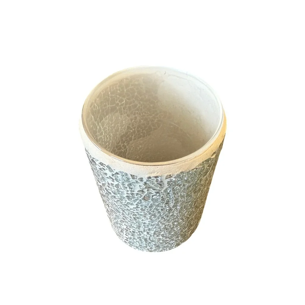 Pink Zebra Silver‎ Cracked Mosaic Glass Simmer Light Shade Candle
