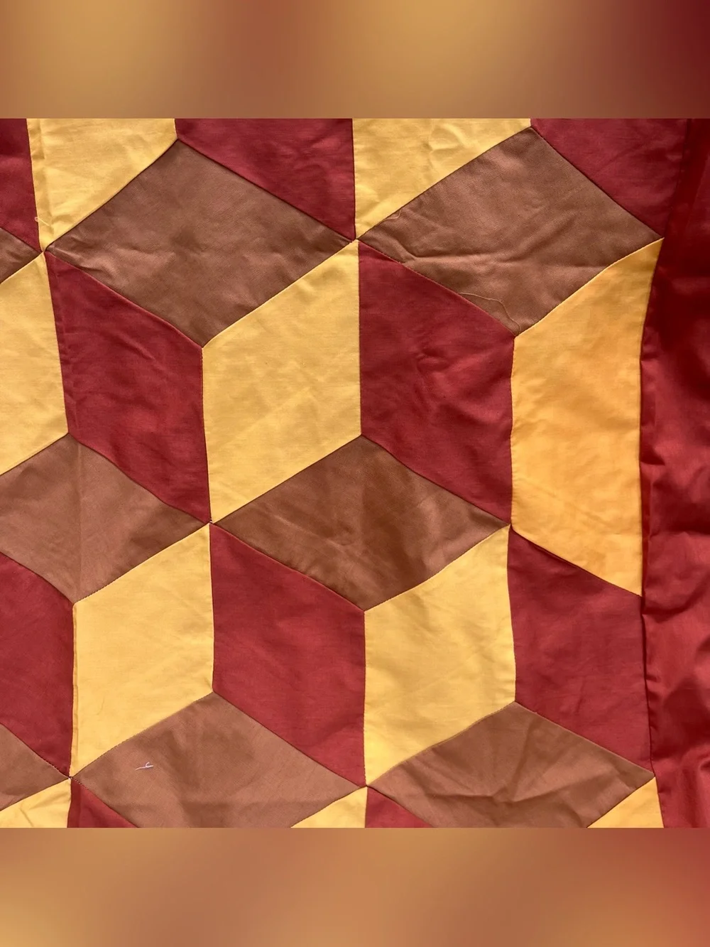 Hand crafted Quilt top - machine sewn, geometric pattern, cotton 66”x 98”