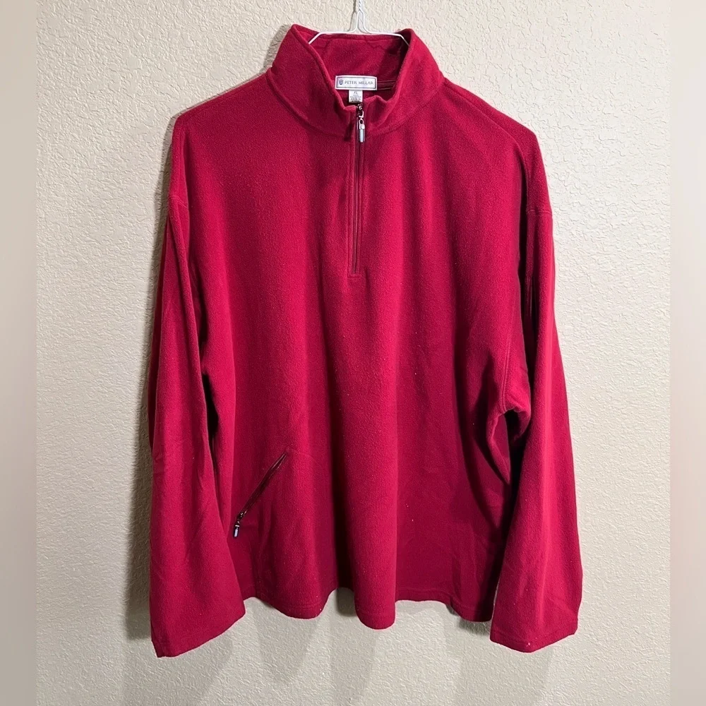 Peter Millar Men's Bold Red Zip-Up Sweater