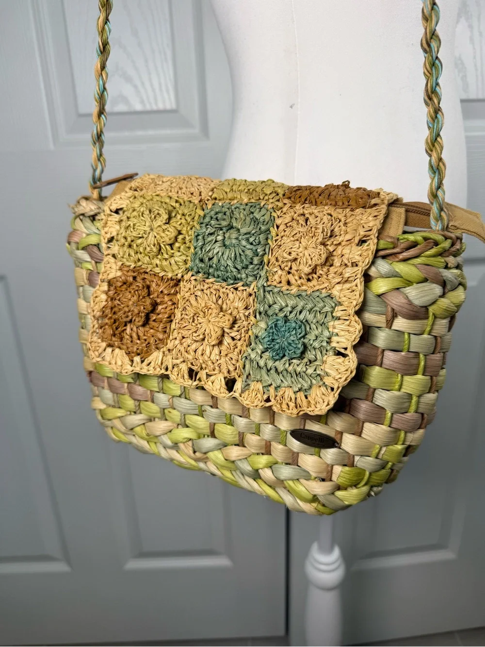 Capelli Straworld Multicolored Woven Straw Purse Boho Bohemian Style