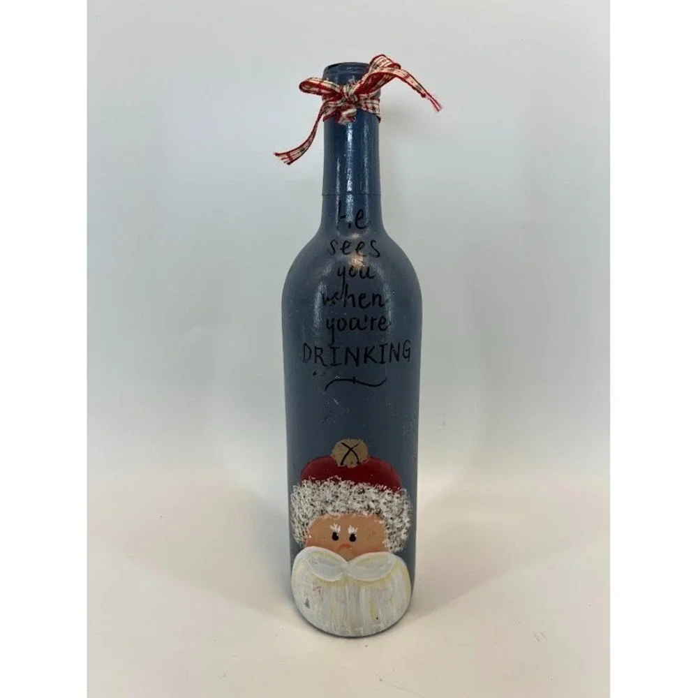 Handmade‎ Christmas Wine Bottle Decor Santa 